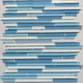 China supplier Foshan strip shape blue color lanka wall glass mosaic tiles bathroom designs dubai SG03